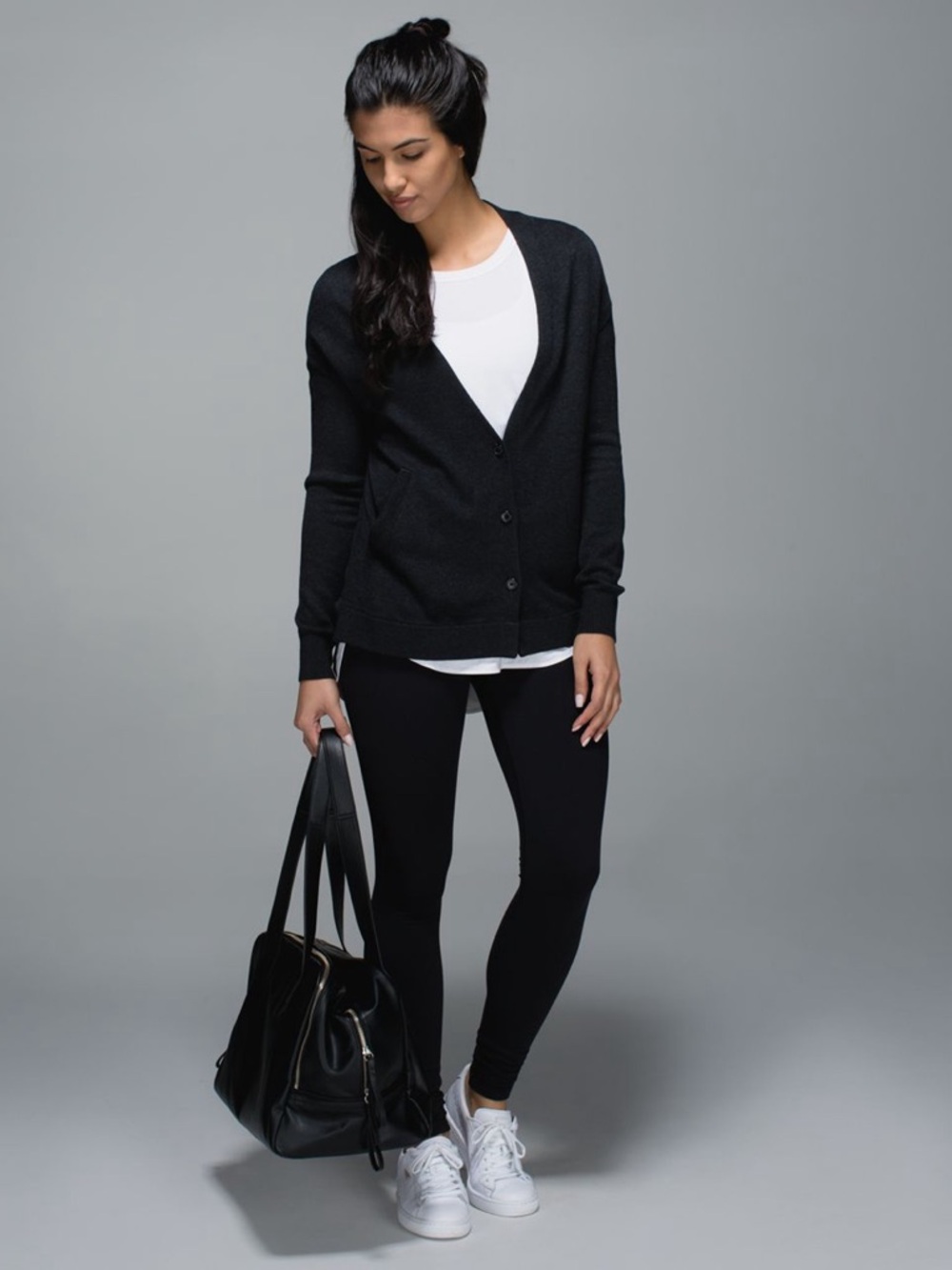 lululemon athletica Black V-Neck Button Front Cardigan